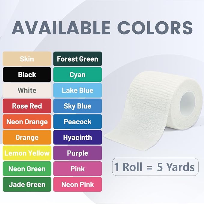 18 Pack Self Adhesive Bandage Wrap, Self Adherent Tape Cohesive Bandage Wrap for Sports, 2 Inch White Elastic Compression Wrap for Home Care Supplies, Wrist and Ankle During Gym Workouts