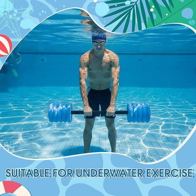 Soulchen 3 Pcs Long Aquatic Exercise Dumbbells Swim Barbells 25'' 29'' 33'' Foam Water Weight Dumbbell Pool Barbells with High Density EVA Foam for Swim Water Aerobics Fitness Loss