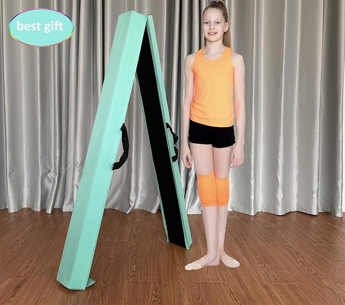 MARFULA 6 FT / 8 FT / 9 FT Folding Gymnastics Beam Foam Balance Floor Beam - Extra Firm - Suede Cover - Anti Slip Bottom with Carry Bag for Kids/Adults Home Use