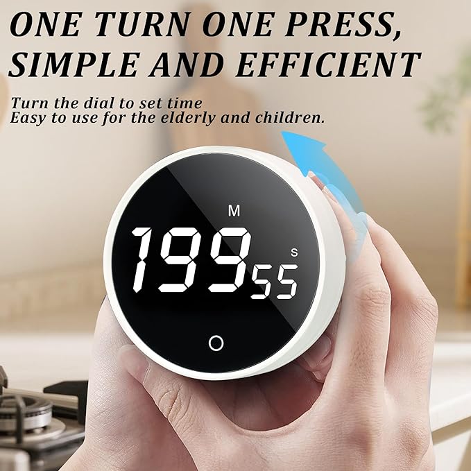 2Pcs Digital Kitchen Timer - Magnetic 199-Minute Countdown Countup Timer with Large LED Display,Volume Adjustable, Visual timers for Cooking,Gym,Meeting,Classroom,Study,Work,Outdoor Activities