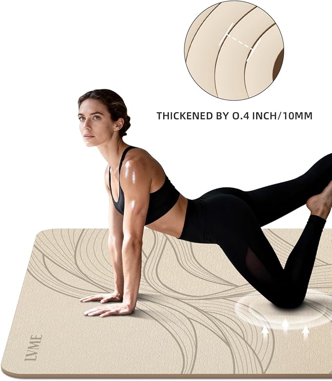 Large Yoga Mat (75.5"x47.6"x0.4"）Extra Wide & Thick 10mm, Non-Slip Exercise Mat, High-Density TPE Mat for Yoga Pilates & Home Gym Workouts