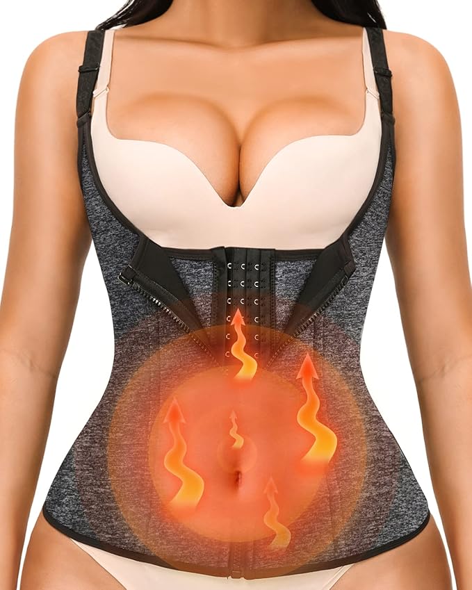 YADIFEN Waist Trainer for Women,Zipper Corset Body Shaper for Tummy Control Neoprene Cincher Sweat Sauna Vest Tank Top