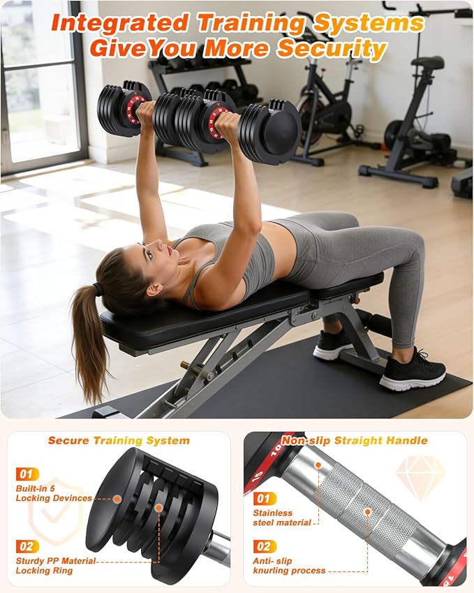 XDDIAS Adjustable Dumbbell Set of 2, 25/55/80LB Dumbbell Set-Fast Adjust Weights Set, 5/10/16 in 1 Free Weights Dumbbells Set with Anti-Slip Metal Handle, Compact Size for Men/Women Home Gym Equipment