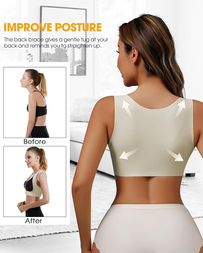 Front Closure Back Posture Corrector for Women Posture Correcting Adjustable Back Support for Women Bras Chest Shaper