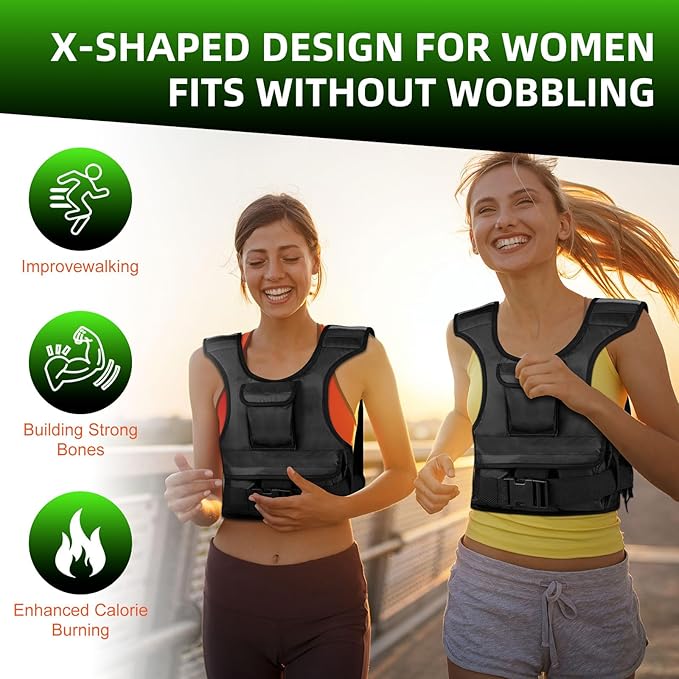 Adjustable Weighted Vest for Women, Customizable 0-18 lbs Strength Training Vest with 10 Removable Sandbag, Breathable Design, Reflective Safety Strips for Running, Hiking, and Fitness