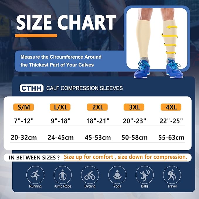 CTHH 3 Pairs Calf Compression Sleeves for Men & Women – Footless Compression Socks Leg Sleeve Support for Shin Splints