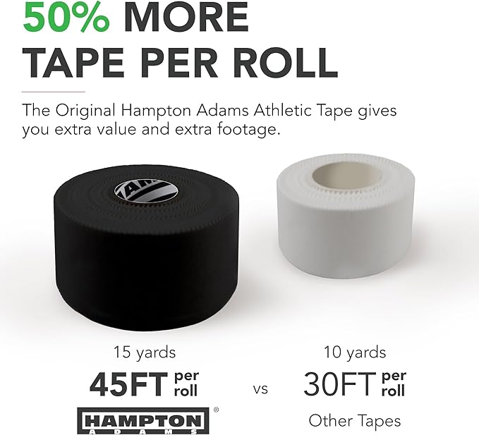 Hampton Adams | As Seen on Shark Tank | Original Athletic Sports Tape (3-Pack) | 45ft Rolls | Very Strong Easy Tear NO Sticky Residue | Best Tape for Athlete & Trainers | Fingers Ankles