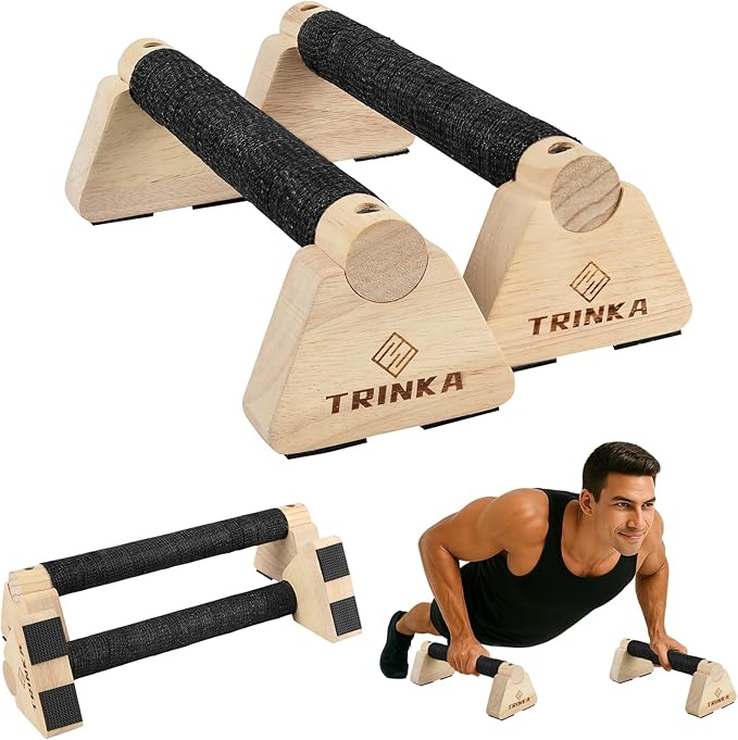 Wooden Parallettes Push Up Bars, 2 PCS Wood Calisthenics Bars with Non-Slip Base, Pushup Handles for Floor Home Fitness, Workout Equipment for Men and Women Strength Training