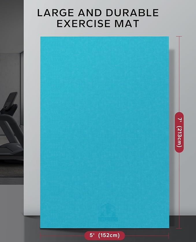 HAPBEAR Large Exercise Mat-7'x5'/6'x8'/6'x9'/6'x10'/6'x12'x8mm(1/3"),Non-Slip, Ultra Durable, Thick Workout Mat for Home Gym Flooring Cardio, Yoga for Fitness, High-Density, Shoes-Friendly