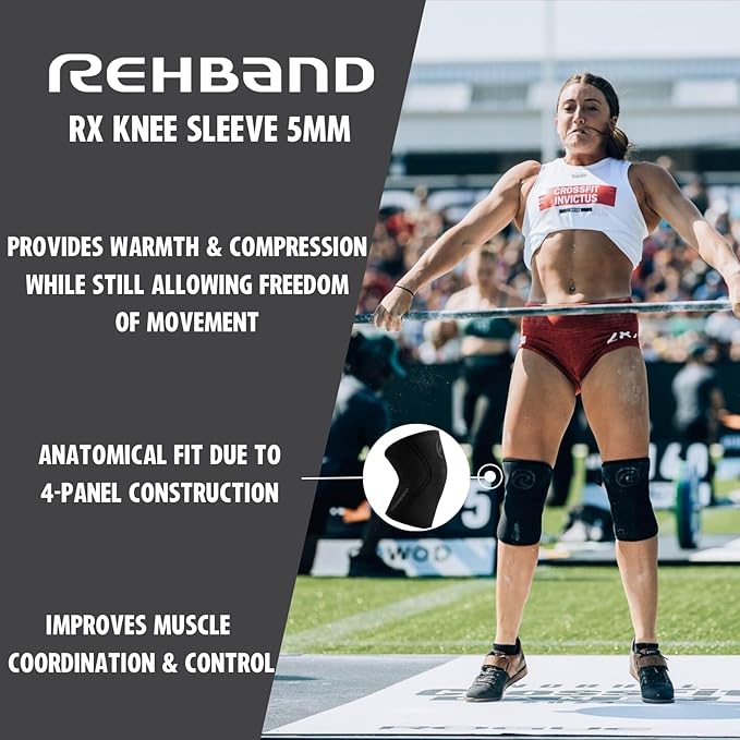Rehband 5mm Knee Sleeves for Functional Training, Cross-Training & Powerlifting, Weightlifting Knee Support made of Neoprene, Unisex, Colour:Red - 1 Pair, Size:Small