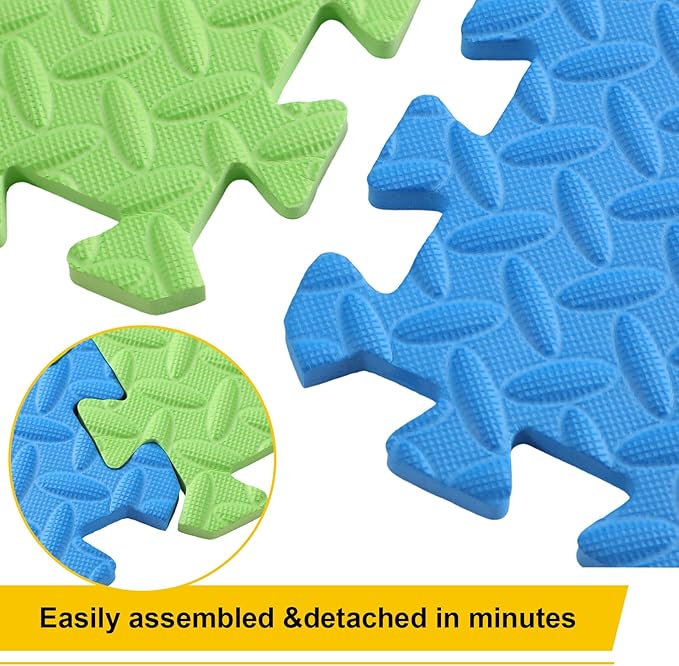 Ecally 100 Pcs 12 x 12 Gym Mat Foam Floor Mats for Home Gym Covers 96 Sq Ft Puzzle Exercise Square Interlocking Carpet Tiles with Border for Workouts Equipment Yoga Pilates (Multicolor)