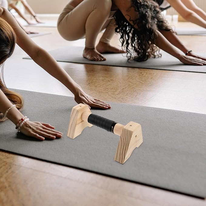 TEHAUX Wooden Push up Handles and Parallettes 30cm Pushup Bars for Floor Exercise Beech Wood Workout Grips Strength Training Equipment for Men and Women Calisthenics