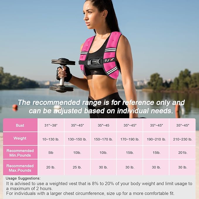 FUFF Weighted Vest Woman, 5/10/12/15/20/25/30 LB Womens Weight Vest for Walking, Strength Training Weight Vests for Female Men, Reflective Stripe Body Vest for Workout Running Jogging Fitness
