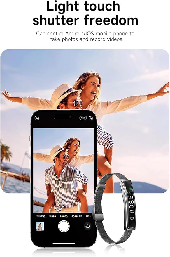 Health Smart Bracelet,Fitness Tracker with Heart Rate, Sleep Monitoring, Blood Oxygen, Step Counting for iOS and Android, No Subscription Fee, Waterproof(Black)