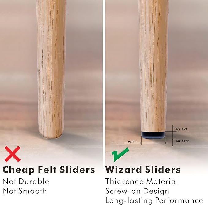 20PCS 3/4" Furniture Sliders, Chair Leg Floor Protectors for Carpeted & Hardwood Floors, Furniture Pads Protectors for Wooden Furniture Feet Legs, Table Sofa Cabinet