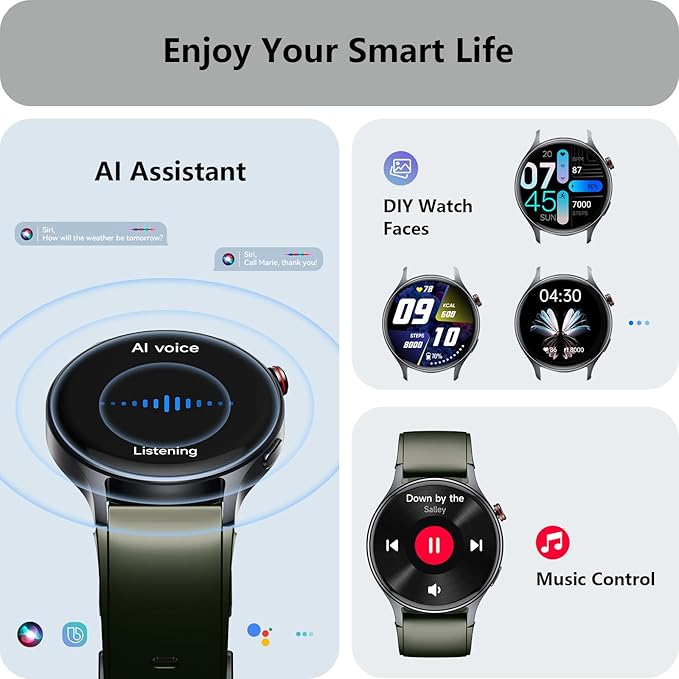Smart Watch for Men Women, Answer/Make Call, AMOLED Ultra-Clear Screen Activity Trackers with Heart Rate/Sleep/SpO2 Monitor, Smartwatch for iPhone/Samsung/Android, 110+ Sport Modes, 3ATM Waterproof