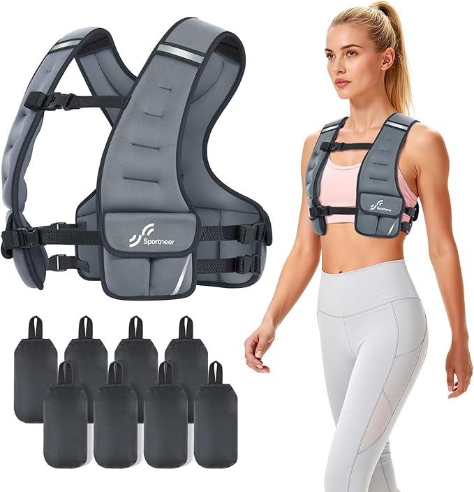 Sportneer Adjustable Weighted Vest Woman: 6-10lb/10-18lb Weighted Walking Vest for Women with 4/8 Weight Packs Fast Adjust Comfortable Weight Vest for Home Gym Burn Calories Strength Training Vests