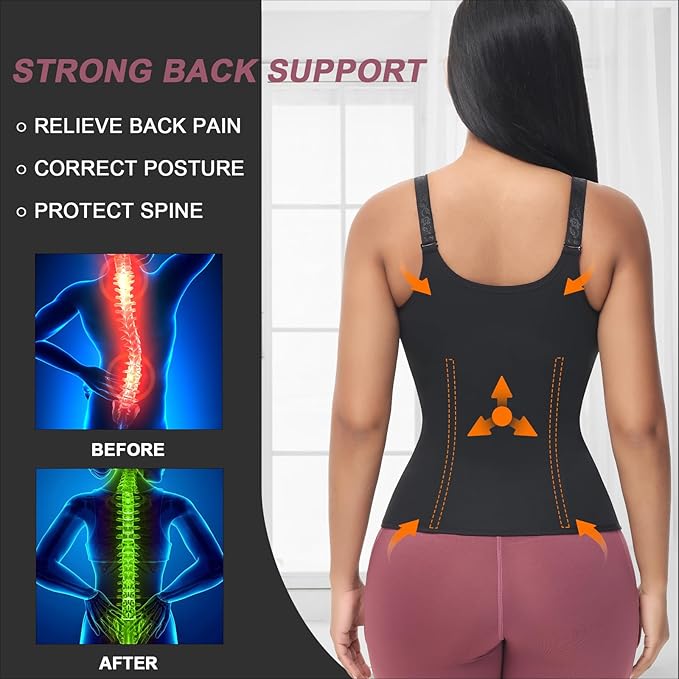 YADIFEN Waist Trainer for Women,Zipper Corset Body Shaper for Tummy Control Neoprene Cincher Sweat Sauna Vest Tank Top