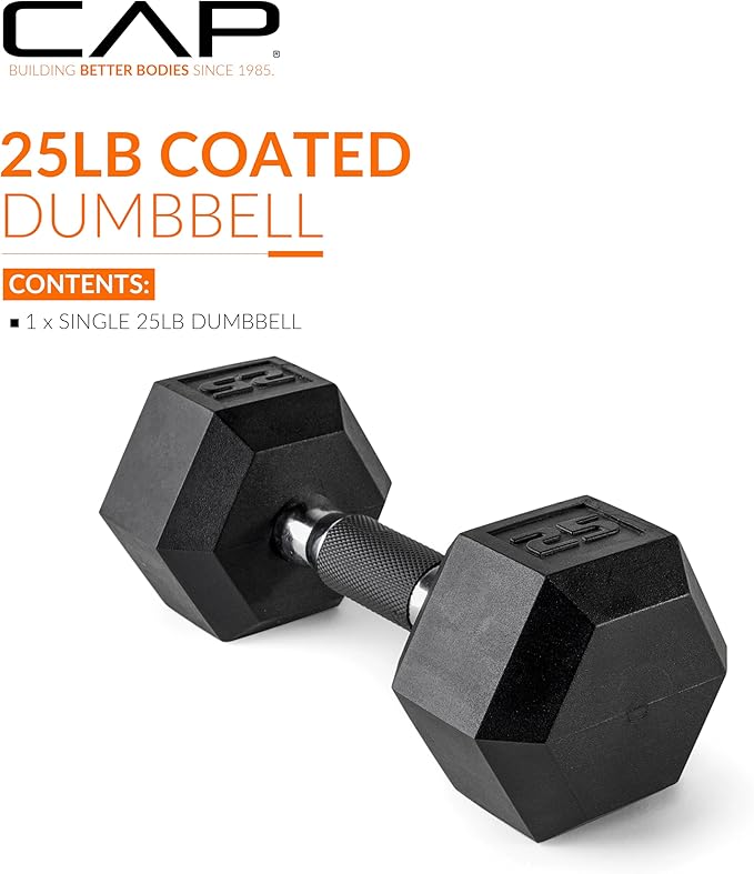 CAP Barbell Coated Hex Dumbbell Weight - Single | 10-120 lbs | Multiple Options