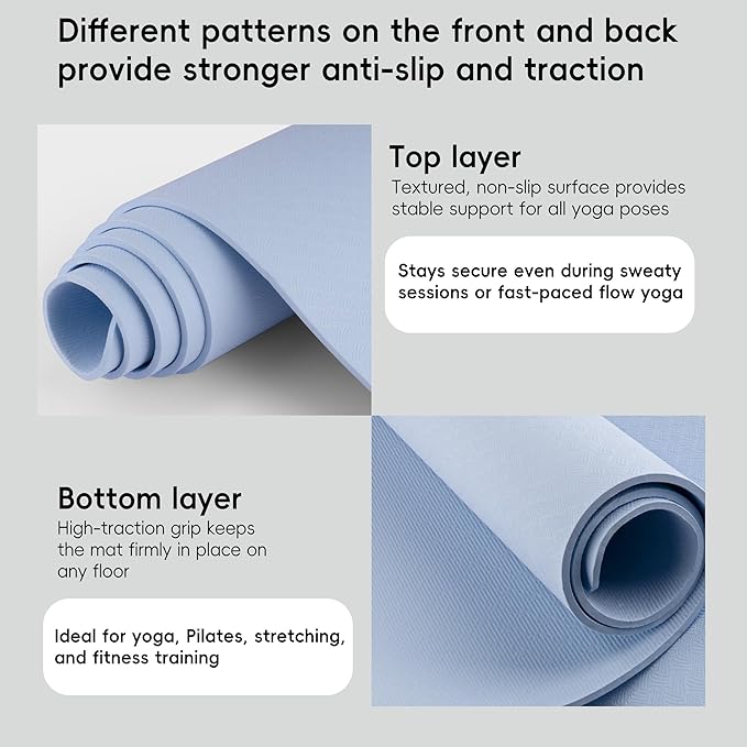 Extra Wide Yoga Mat 72"x 32" - Non Slip TPE Exercise Mat for Home Workout, 6mm High-Density Large Yoga Mat for Men & Women, Eco Friendly Pilates & Fitness Floor Mat with Carry Strap