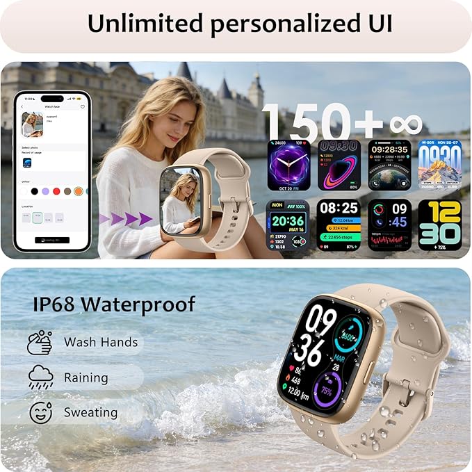 Smart Watch (Answer/Make Call) for iPhone&Android, 1.83" Smartwatches with Sleep Monitor Heart Rate Activity Tracking, IP68 Waterproof, Fitness Tracker 100+Sport, Reloj Inteligente 30 Day+Battery Life