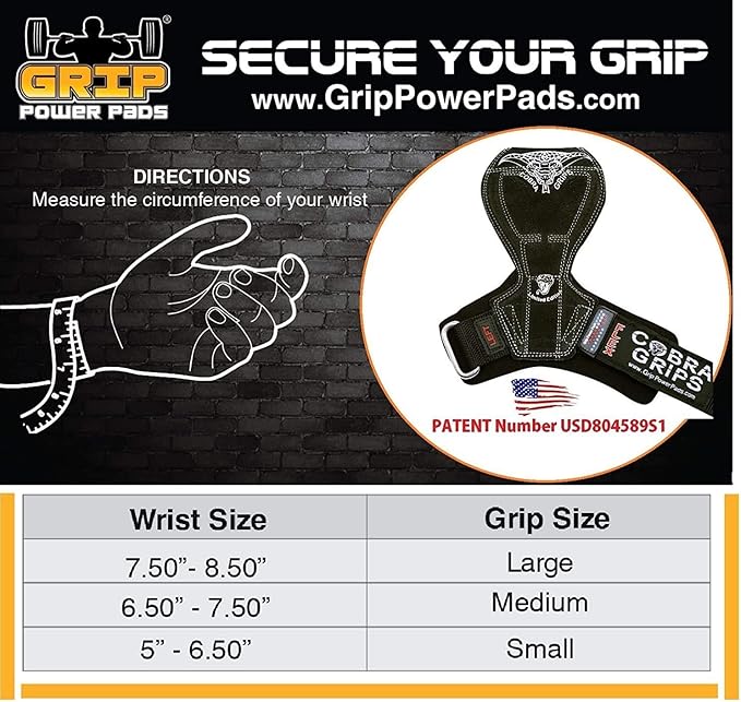 Cobra Grips Flex Model Weight Lifting Gloves Heavy Duty Straps Alternative Power Lifting Hooks for Deadlifts with Padded Wrist Wrap Support Bodybuilding