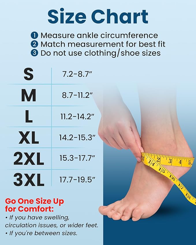 KEMFORD Ankle Compression Sleeve - 1-Pair, Plantar Fasciitis Braces - Open Toe Compression Socks for Swelling, Sprain, Neuropathy, Arch Support for Men and Women