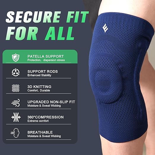NEENCA Compression Knee Sleeve with Patella Stabilizer - Enhanced Stability, Joint Pain Relief & Improved Performance for Sports, Fitness & Recovery (DarkBlue, XX-Large)