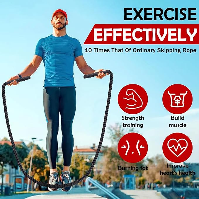 Jump Rope, Weighted Jump Rope for Men Women, 1.5lb 2.8lb Heavy Jumping Ropes for Fitness, Adult Skipping Rope for Home Gym Exercise, Improve Strength and Building Muscle Workout Equipment