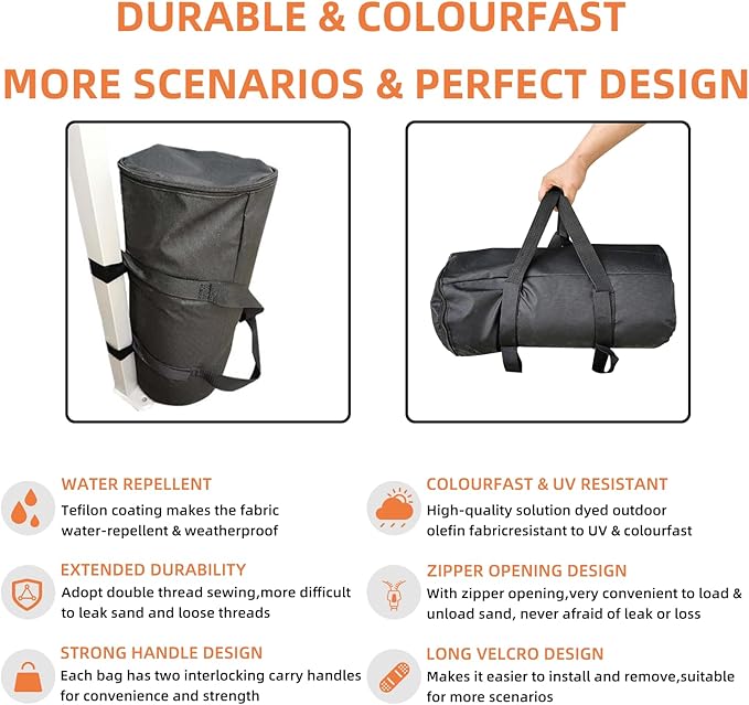 Umbrella Base Weight Sand Bags, 2 x 50 LBS Fillable Sand Bag for Umbrella Base, Cantilever Patio Umbrella, Trampoline, Outdoor Garden Backyard Furniture (Without Filler)