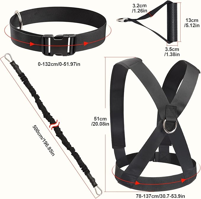 Resistance Running Training Bungee Band, Bungee Resistance Cord Set, Long Resistance Band, Lateral Movement Sprint Overspeed Training Fitness for Fast