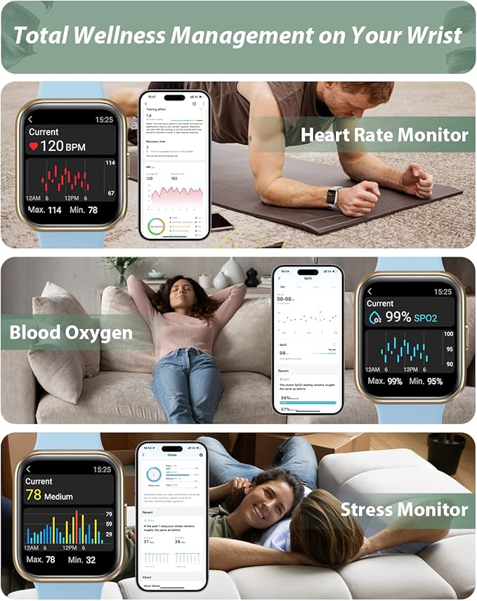 Tensky Smart Watch for Men Women(Call Receive/Dial), Alexa Built-in, 1.8" Touch Screen Fitness Tracker with Heart Rate Sleep Tracking, 100 Sports Modes, 3ATM Waterproof Smartwatch for Android iPhone