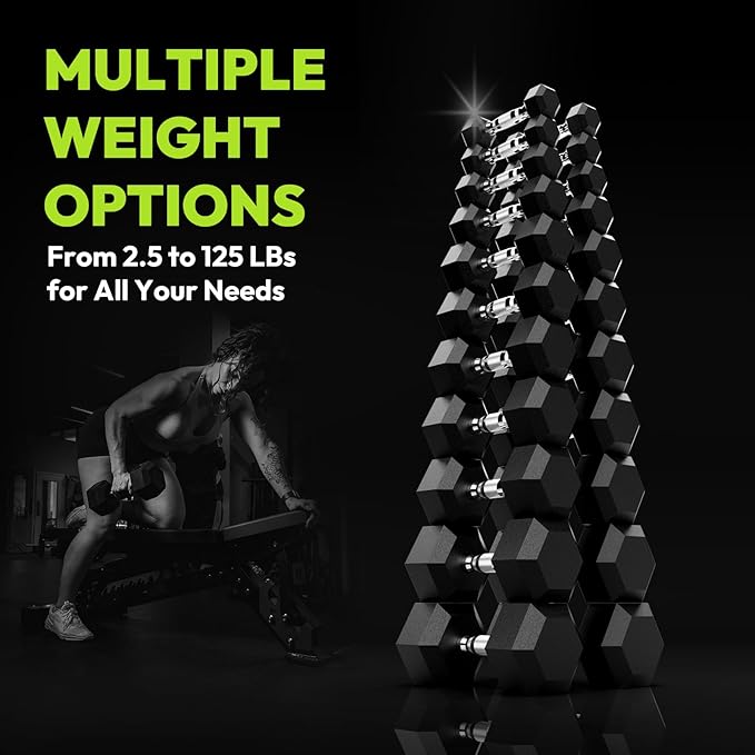 Hex Dumbbell Set, 2.5-65 lb Rubber Encased Exercise & Fitness Dumbbells, Weights Dumbbells Set of 2, Hand Weight for Strength Training