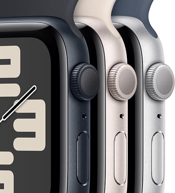 Apple Watch SE (2nd Gen) [GPS 44mm] - Silver Aluminum Case with Storm Blue Sport Band, M/L (Renewed)