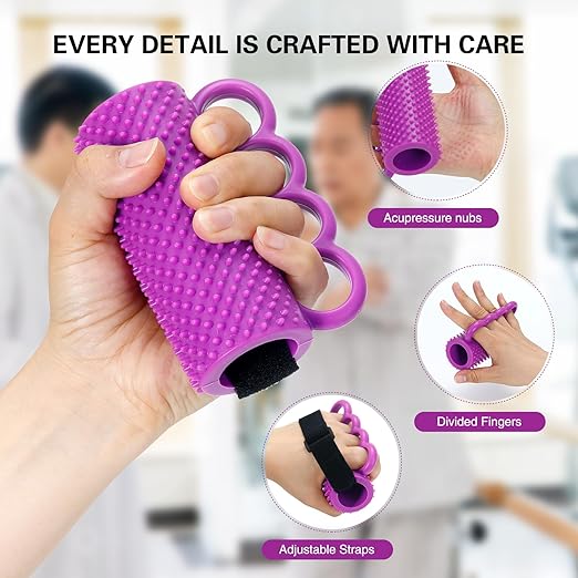 2 PACK Hand Therapy Grip Ball for Hand Contracture & Stroke Arthritis Recovery - Exercise Strengthener for Weak Hands, Carpal Tunnel, Rehabilitation, Post-Surgery, Soft Squeeze Stress Relief Ball for Seniors