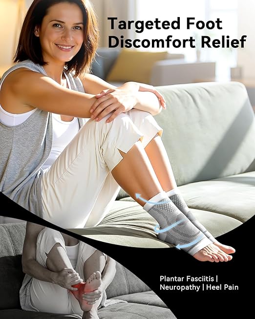 3 Pairs Ankle Brace for Women & Men,[Upgraded Ultra Breathable] Plantar Fasciitis Socks,Ankle Compression Sleeve for Achilles Tendonitis Relief, Heel Pain,Foot Pain and Swelling in Ankle Support (Black + White + Grey,X-Large)