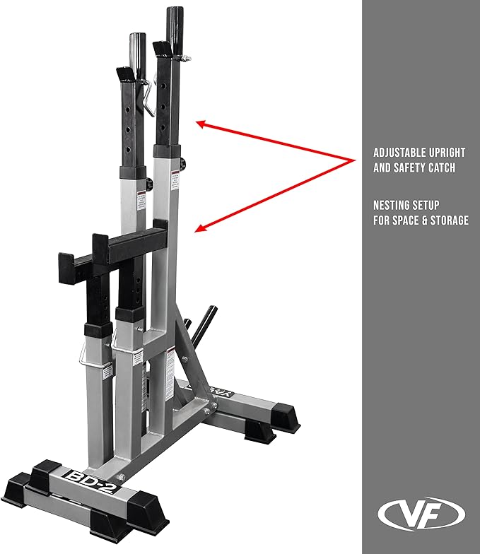 Valor Fitness Black Independent Power Bench Press Stands – Adjustable Steel Uprights with J-Hooks and Bar Safety Catches – Strength Rack for Home Gym Workouts