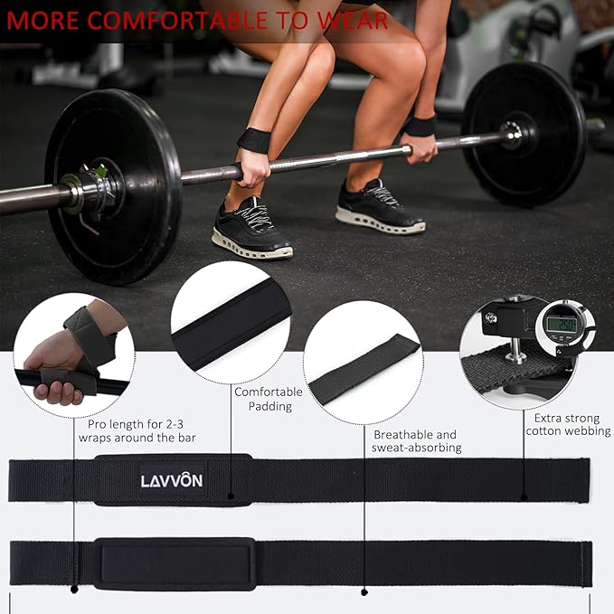 Squat Pad Set - Foam Barbell Pad for Squats Cushion, Lunges & Bar Padding for Hip Thrusts - Standard Olympic Weight Bar Pad - With Ankle Straps, Wrist Straps for Weightlifting