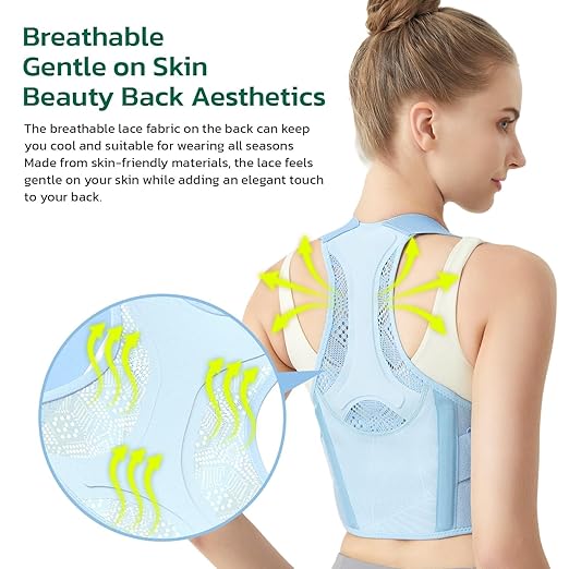 aoFIT Posture Corrector for Women, Lightweight and Breathable Back Brace for Pain Relief, Rounded Shoulders and Hunchback, Compact & Portable with Fashionable Design, Invisible Under Clothes Blue XL