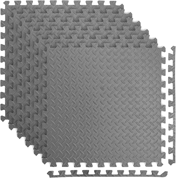 Art3d 24 Sq.Ft Eva Puzzle Exercise Mats, 1/2" Thick Foam Interlocking Tiles for Gyms, Flooring, Workout, Gym Equipments, Pack of 6, Grey