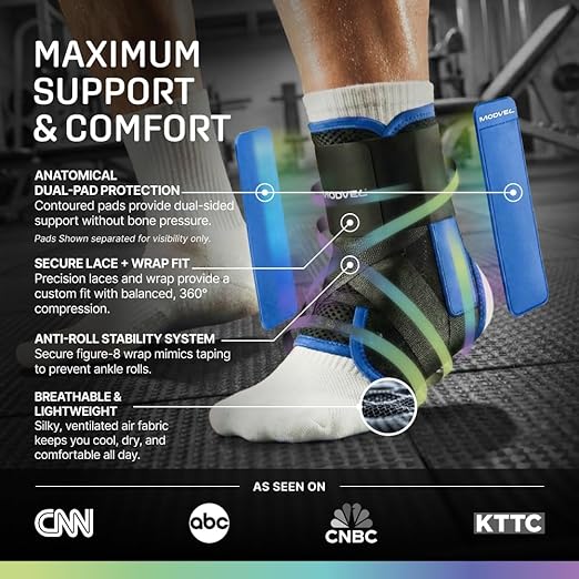 MODVEL Slim Lace Up Ankle Brace, Adjustable Ankle Braces for Men, Ankle Brace for Women, Ankle Support for Women – Figure 8 Ankle Brace Strapping with Soft Pads for Sprained Joint Stability Ankle Wrap