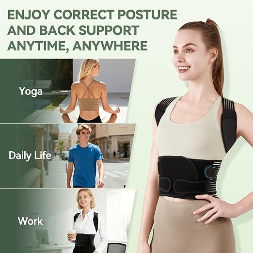 Back Brace Posture Corrector for Women and Men, 4-Point Back Support System for Upper/Lower Back Pain Relief, Scoliosis & Hunchback Correction, Adjustable & Breathable Shoulder Straightener, Medium