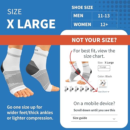 6 Pairs Plantar Fasciitis Socks for Men & Women, Ankle Brace Compression Socks with Arch Support for Achilles Tendonitis, Heel Pain, Swelling & Arthritis Relief, White, X-Large
