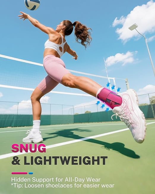 Ankle Brace for Women Men with Quick Lace Up, Adjustable Figure 8 Compression Support for Achilles Tendonitis, Ankle Sprain & Swelling Relief for Volleyball, Running & Daily Wear, L