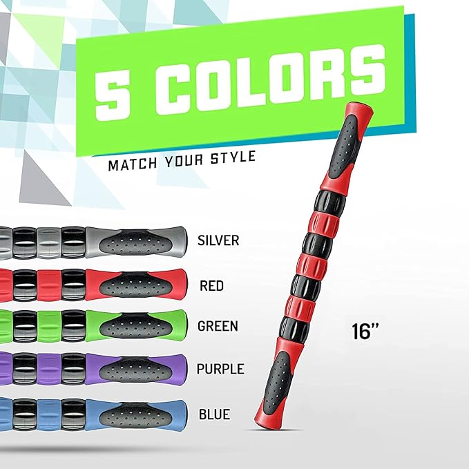 Elite Massage Roller Stick Targets Sore, Tight Leg Muscles to Prevent Cramps and Release Tension. It's Sturdy, Lightweight, Smooth Rolling and Thankfully This Lifesaver has Comfortable Handles.Red