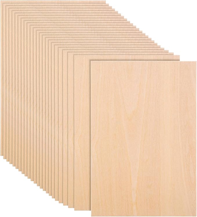 25 Pack 8 x 12 Inch Basswood Sheets, 1/16 Thin Craft Plywood Sheets, Thin & Unfinished Wood Boards for Crafts, Hobby, Model Making, Wood Burning (200x300x2MM)