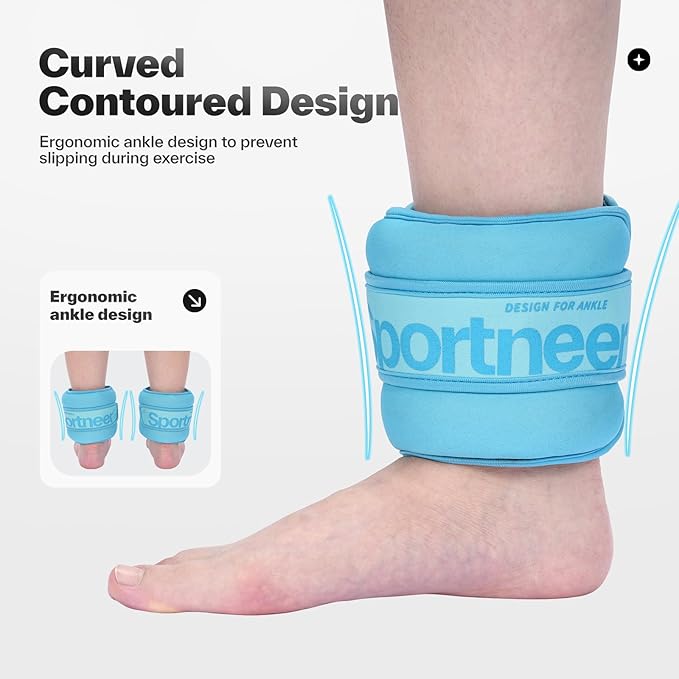 Sportneer Ankle Weights 0.5/1/2/3/5 LBS 1 Pair Wrist Leg Arm Weights for Women Men Kids Child with Adjustable Straps, Strength Weighted for Jogging Running Walking Fitness Gym Workout