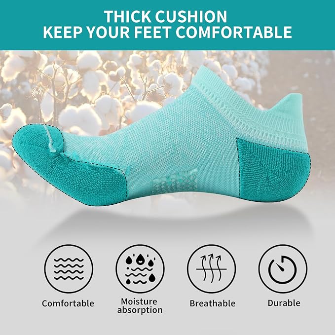 BUDERMMY Womens Ankle Compression Socks with Arch Support Athletic Low cut Running Socks for Women Workout Cushion 5 Pairs