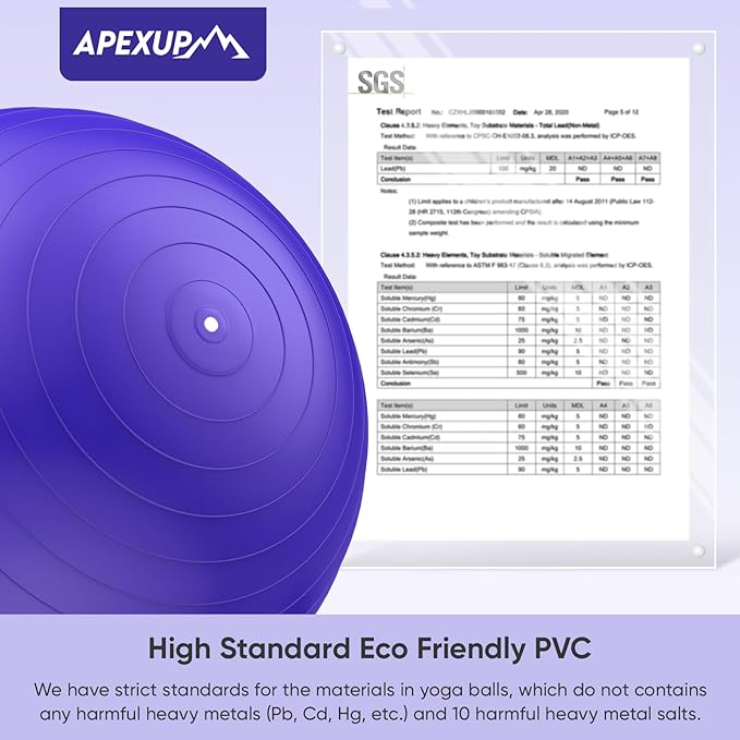APEXUP Yoga Ball Exercise Ball Anti Slip Heavy Duty for Fitness, Balance & Core Workout, Balance Training, Pregnancy & Physical Therapy, 5 Sizes