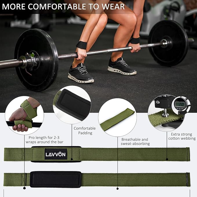 Squat Pad Set - Foam Barbell Pad for Squats Cushion, Lunges & Bar Padding for Hip Thrusts - Standard Olympic Weight Bar Pad - With Ankle Straps, Wrist Straps for Weightlifting